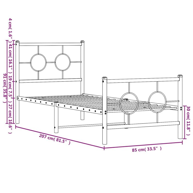 Casa si Gradina - Mobilier - Paturi si accesorii - Paturi - Cadru pat metalic cu tablii de cap/picioare, negru, 80x200 cm - Infinity.ro