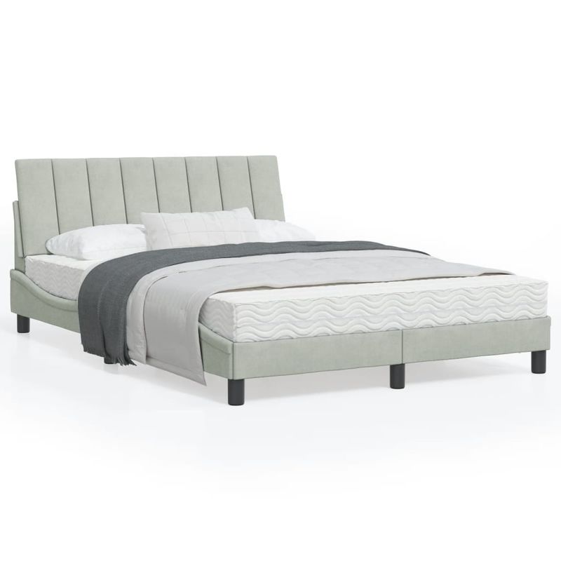 Casa si Gradina - Mobilier - Paturi si accesorii - Paturi - Cadru de pat cu tablie, gri deschis, 120x200 cm, catifea - Infinity.ro