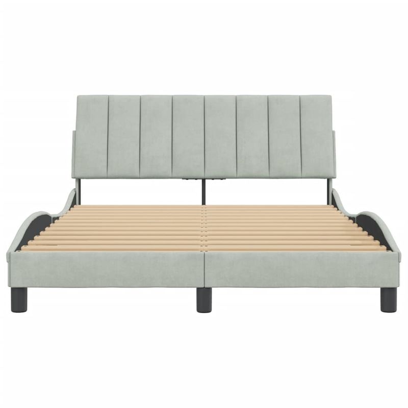 Casa si Gradina - Mobilier - Paturi si accesorii - Paturi - Cadru de pat cu tablie, gri deschis, 120x200 cm, catifea - Infinity.ro