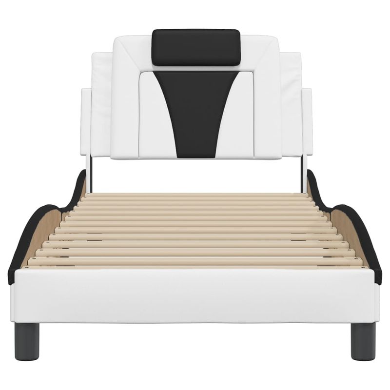 Casa si Gradina - Mobilier - Paturi si accesorii - Paturi - Cadru de pat cu tablie alb si negru, 80x200 cm, piele ecologica - Infinity.ro