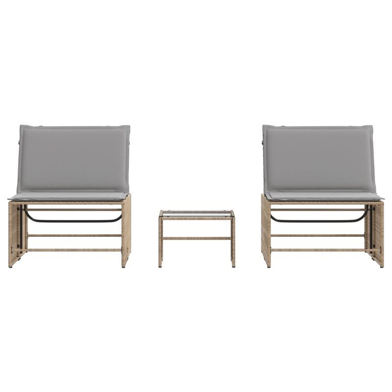 Casa si Gradina - Gradina si terasa - Mobilier exterior - Scaune si sezlonguri gradina - Sezlonguri de plaja cu masa, 2 buc., bej, poliratan - Infinity.ro