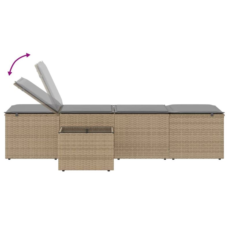 Casa si Gradina - Gradina si terasa - Mobilier exterior - Scaune si sezlonguri gradina - Sezlonguri de plaja cu masa, 2 buc., bej, poliratan - Infinity.ro