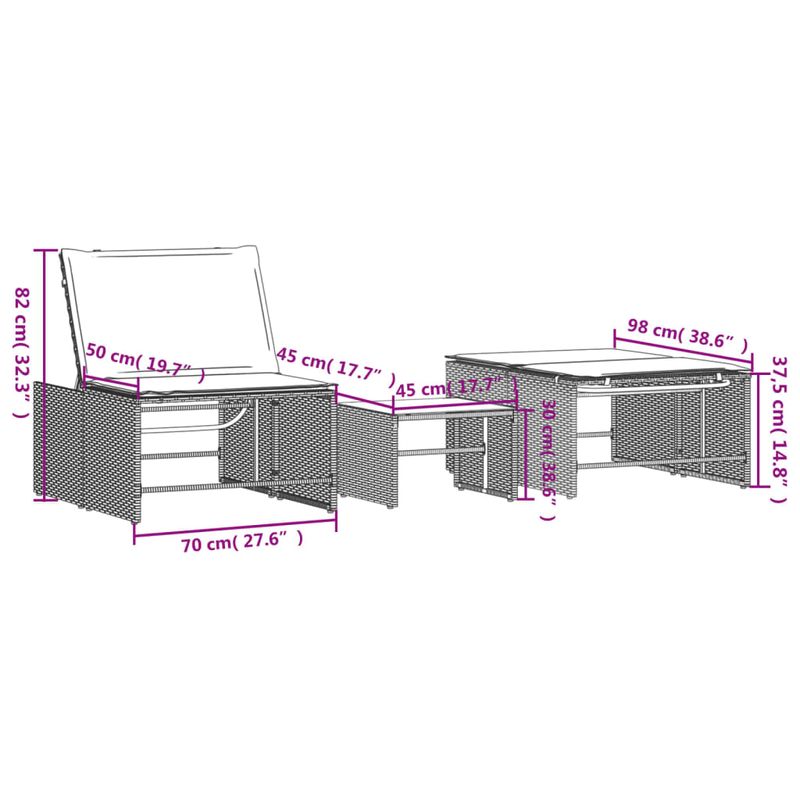 Casa si Gradina - Gradina si terasa - Mobilier exterior - Scaune si sezlonguri gradina - Sezlonguri de plaja cu masa, 2 buc., bej, poliratan - Infinity.ro