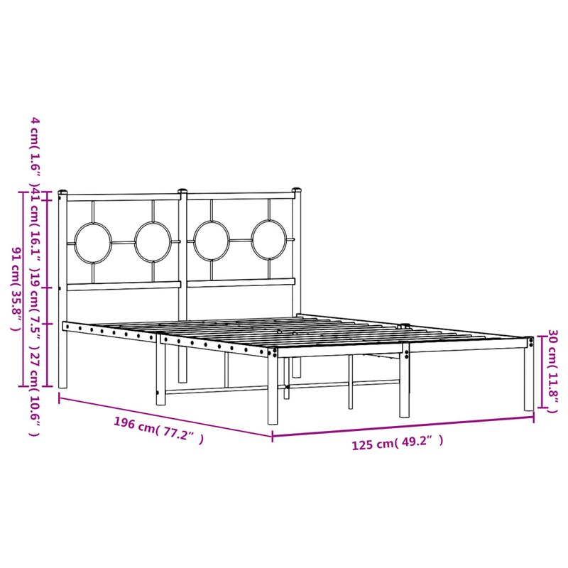 Casa si Gradina - Mobilier - Paturi si accesorii - Paturi - Cadru de pat metalic cu tablie, negru, 120x190 cm - Infinity.ro