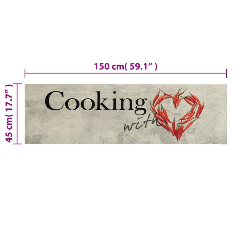 Casa si Gradina - Textile si covoare - Covoare - Covoare casa - Covor bucatarie lavabil, text Cooking/ardei, 45x150 cm, catifea - Infinity.ro