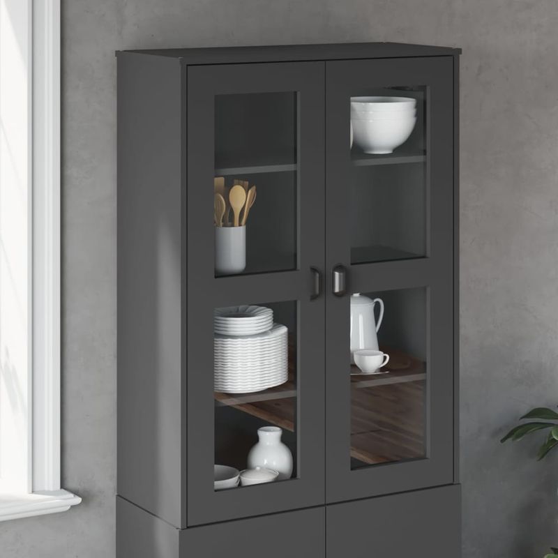 Casa si Gradina - Mobilier - Comode si corpuri - Comode - Dulap superior „VIKEN”, gri antracit, lemn masiv de pin - Infinity.ro