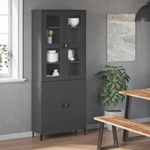 Casa si Gradina - Mobilier - Comode si corpuri - Comode - Dulap superior „VIKEN”, gri antracit, lemn masiv de pin - Infinity.ro