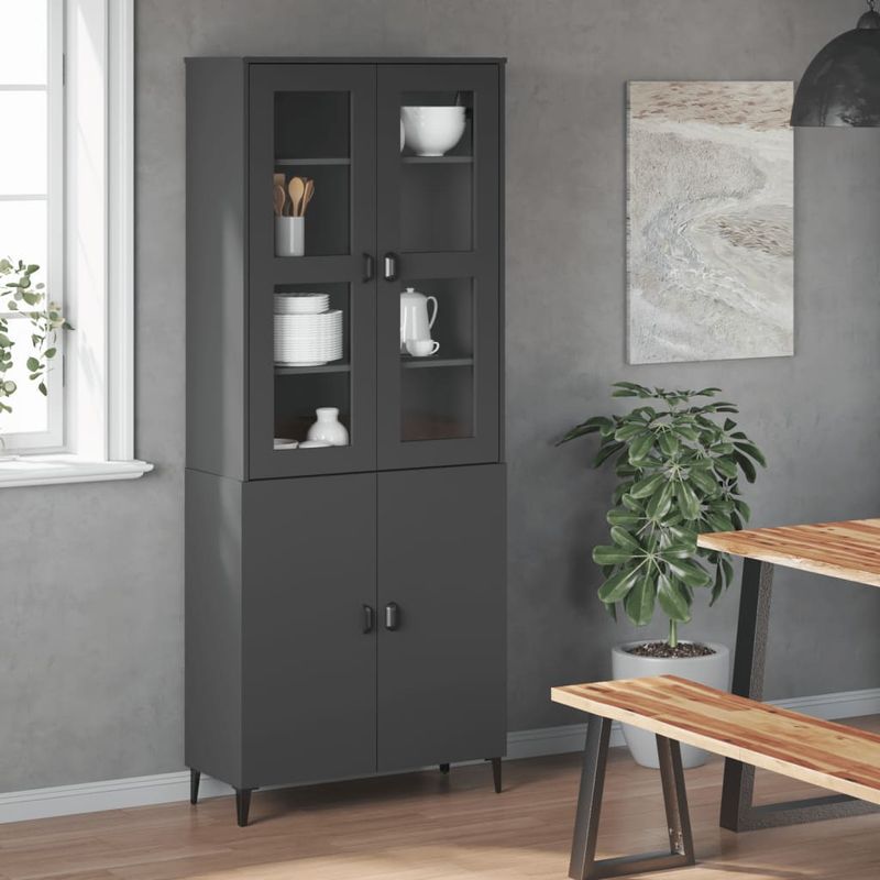 Casa si Gradina - Mobilier - Comode si corpuri - Comode - Dulap superior „VIKEN”, gri antracit, lemn masiv de pin - Infinity.ro