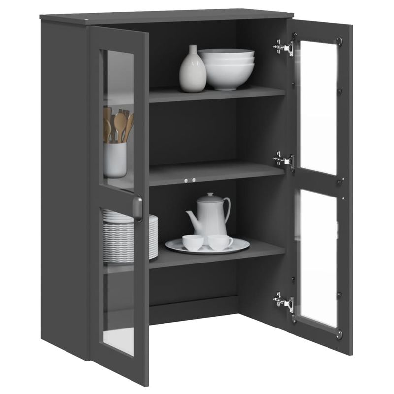 Casa si Gradina - Mobilier - Comode si corpuri - Comode - Dulap superior „VIKEN”, gri antracit, lemn masiv de pin - Infinity.ro