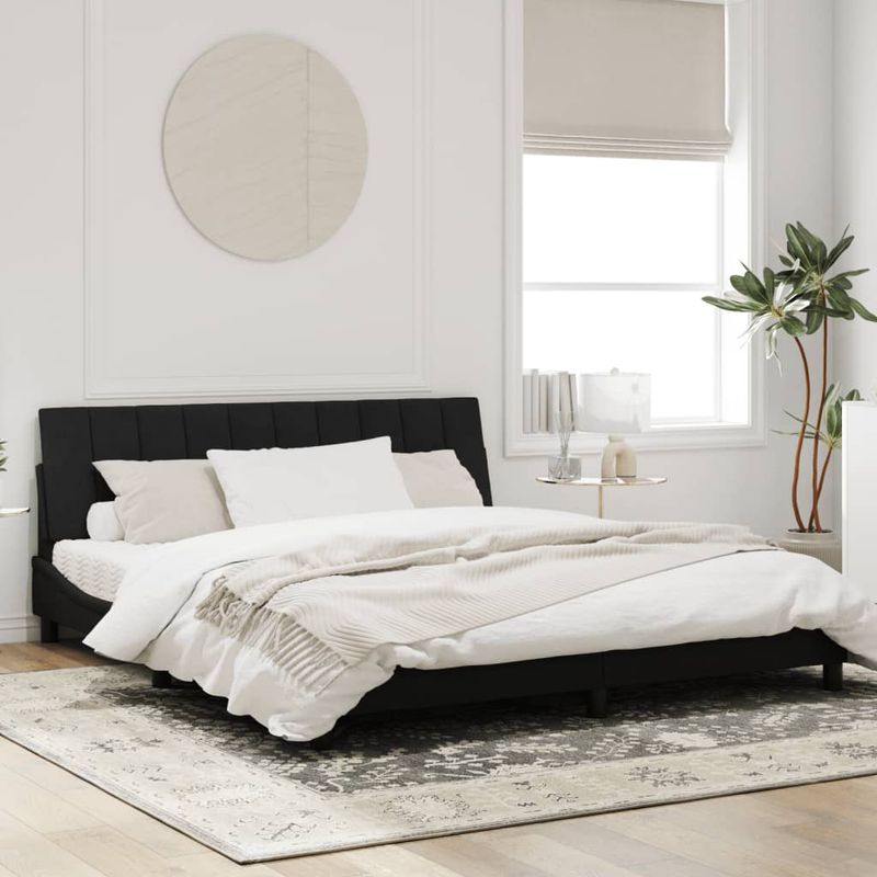 Casa si Gradina - Mobilier - Paturi si accesorii - Paturi - Cadru de pat cu tablie, negru, 180x200 cm, catifea - Infinity.ro