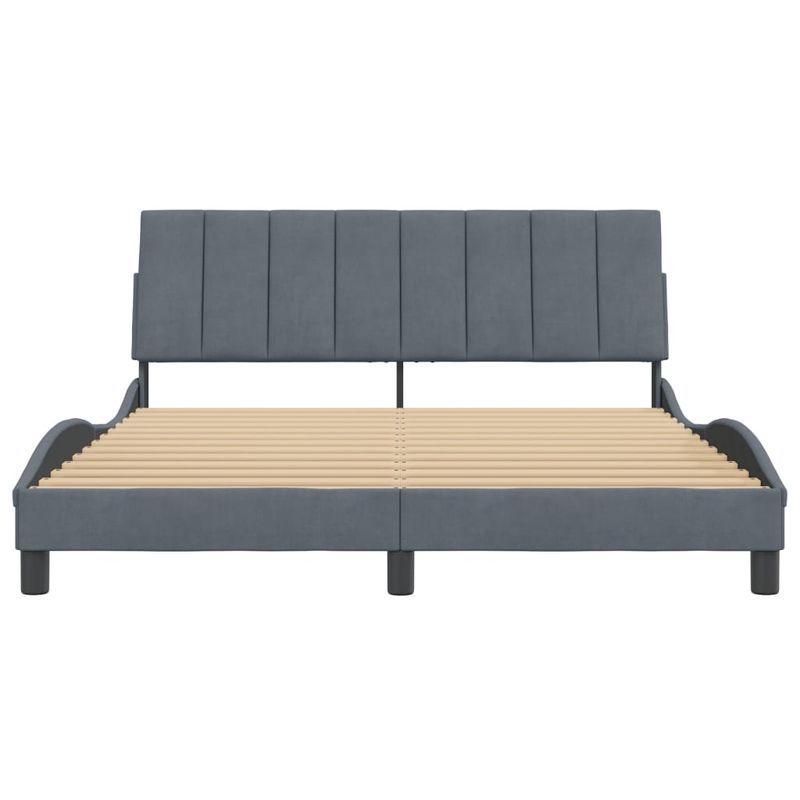 Casa si Gradina - Mobilier - Paturi si accesorii - Paturi - Cadru de pat cu tablie, gri inchis, 160x200 cm, catifea - Infinity.ro