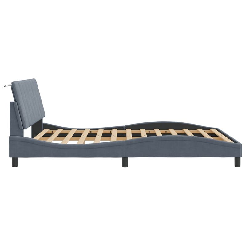 Casa si Gradina - Mobilier - Paturi si accesorii - Paturi - Cadru de pat cu tablie, gri inchis, 160x200 cm, catifea - Infinity.ro