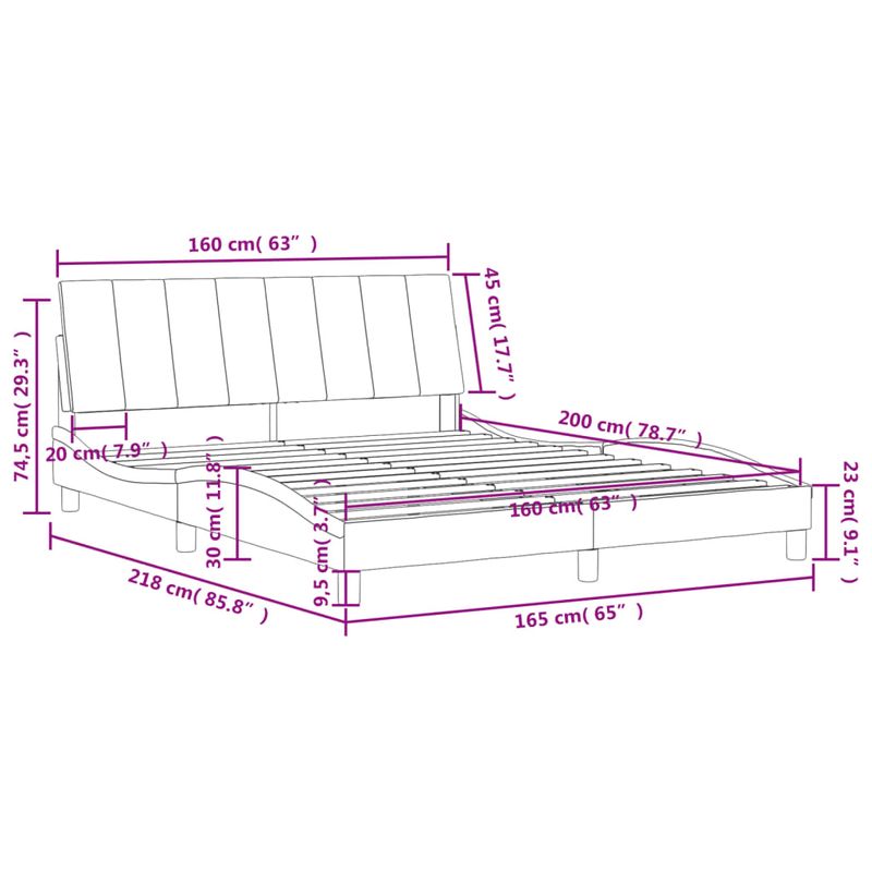Casa si Gradina - Mobilier - Paturi si accesorii - Paturi - Cadru de pat cu tablie, gri inchis, 160x200 cm, catifea - Infinity.ro