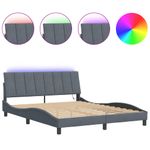 Casa si Gradina - Mobilier - Paturi si accesorii - Paturi - Cadru de pat cu lumini LED, gri inchis, 160x200 cm, catifea - Infinity.ro