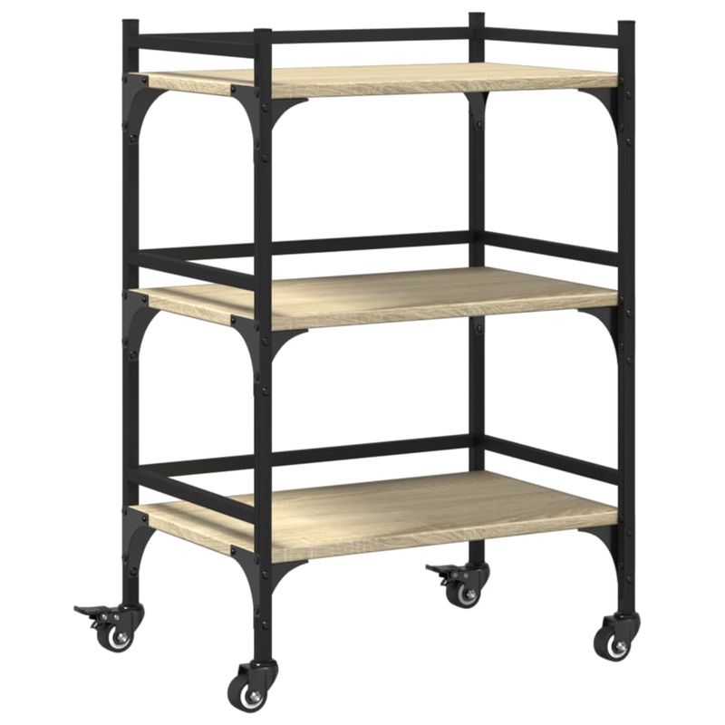Casa si Gradina - Bucatarie si vesela - Ustensile bucatarie - Cosuri servire - Carucior de bucatarie stejar sonoma 50x35x75,5cm lemn prelucrat - Infinity.ro