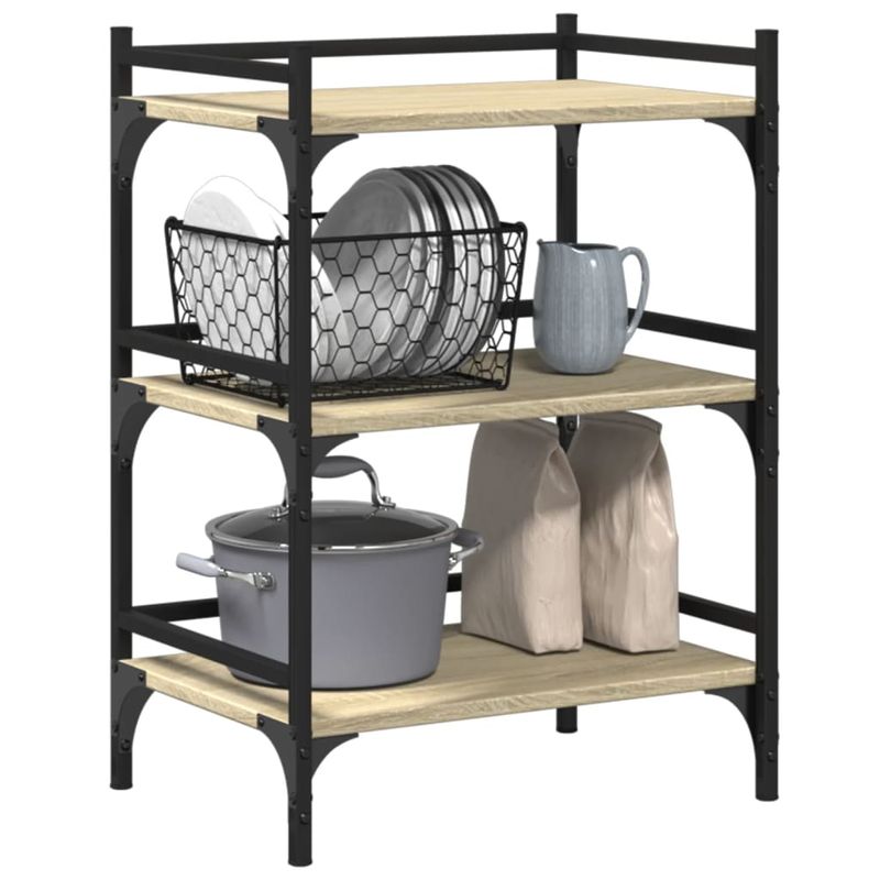 Casa si Gradina - Bucatarie si vesela - Ustensile bucatarie - Cosuri servire - Carucior de bucatarie stejar sonoma 50x35x75,5cm lemn prelucrat - Infinity.ro