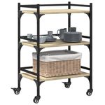 Casa si Gradina - Bucatarie si vesela - Ustensile bucatarie - Cosuri servire - Carucior de bucatarie stejar sonoma 50x35x75,5cm lemn prelucrat - Infinity.ro