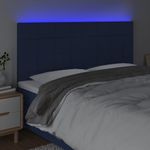 Casa si Gradina - Mobilier - Paturi si accesorii - Accesorii paturi - Tablie de pat cu LED, albastru, 200x5x118/128 cm, textil - Infinity.ro