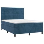 Casa si Gradina - Mobilier - Paturi si accesorii - Paturi - Pat box spring cu saltea, albastru inchis, 140x200 cm, catifea - Infinity.ro