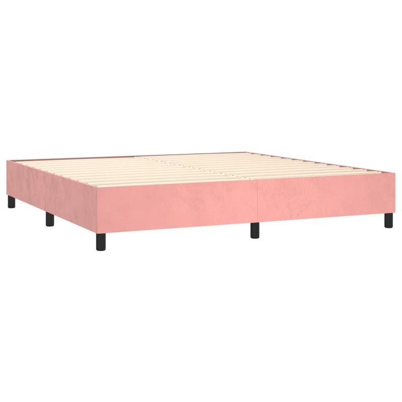 Casa si Gradina - Mobilier - Paturi si accesorii - Paturi - Pat box spring cu saltea, roz, 180x200 cm, catifea - Infinity.ro
