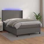 Casa si Gradina - Mobilier - Paturi si accesorii - Paturi - Pat cu arcuri, cu saltea si LED, gri, 140x200 cm, piele eco - Infinity.ro