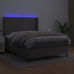 Casa si Gradina - Mobilier - Paturi si accesorii - Paturi - Pat cu arcuri, cu saltea si LED, gri, 140x200 cm, piele eco - Infinity.ro