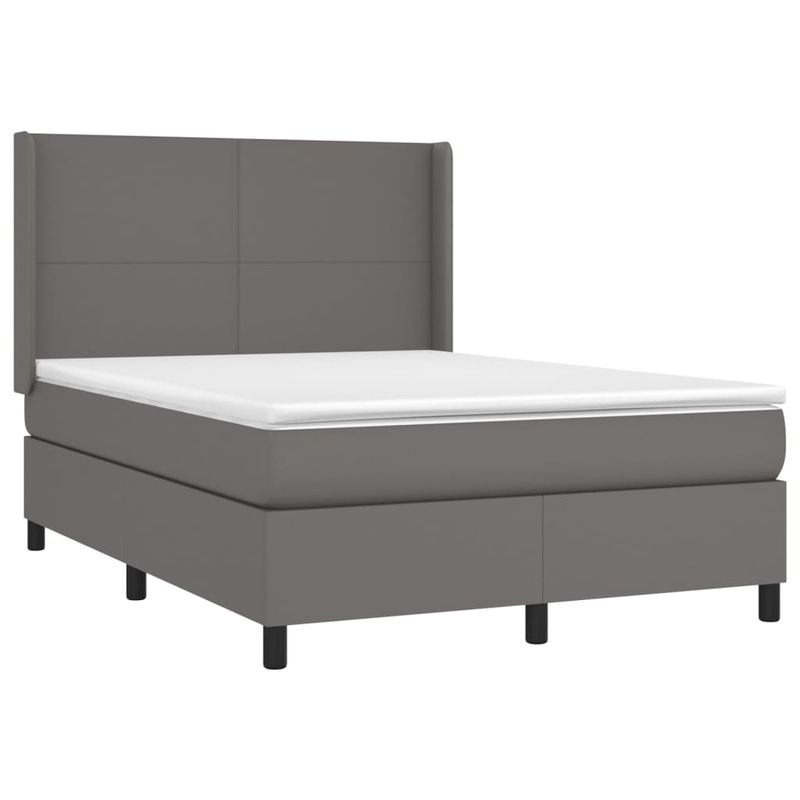 Casa si Gradina - Mobilier - Paturi si accesorii - Paturi - Pat cu arcuri, cu saltea si LED, gri, 140x200 cm, piele eco - Infinity.ro