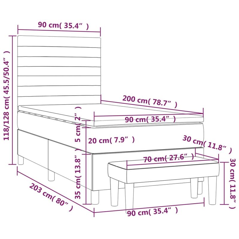 Casa si Gradina - Mobilier - Paturi si accesorii - Paturi - Pat box spring cu saltea, albastru inchis, 90x200 cm, catifea - Infinity.ro