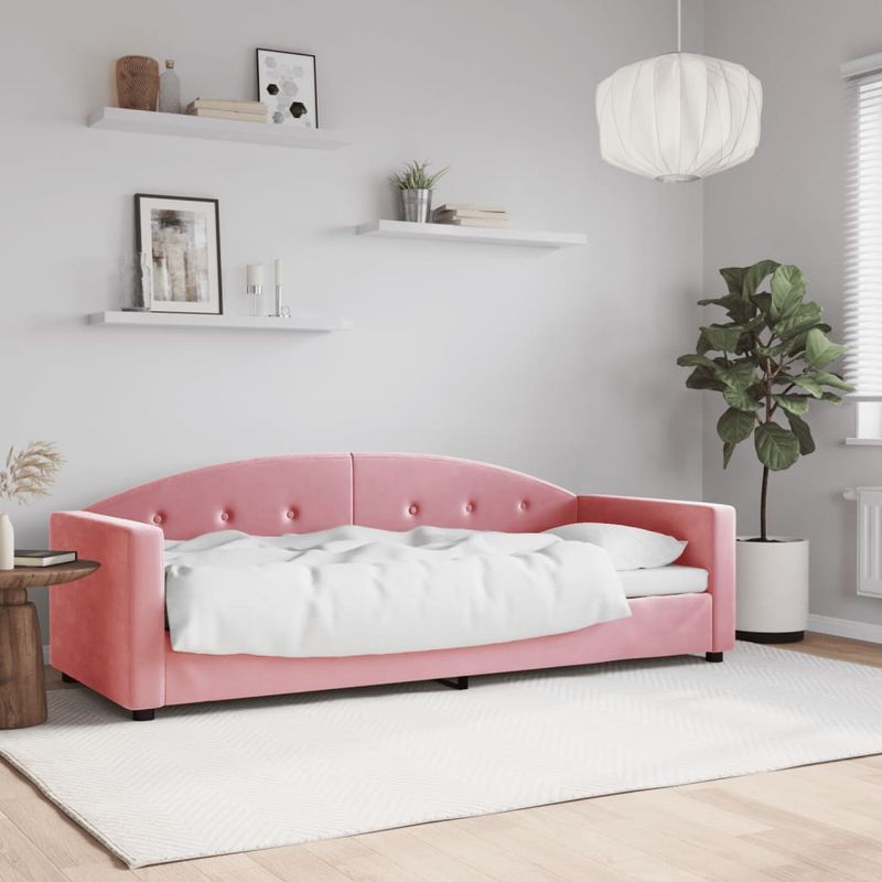Casa si Gradina - Mobilier - Paturi si accesorii - Paturi - Pat de zi, roz, 80x200 cm, catifea - Infinity.ro