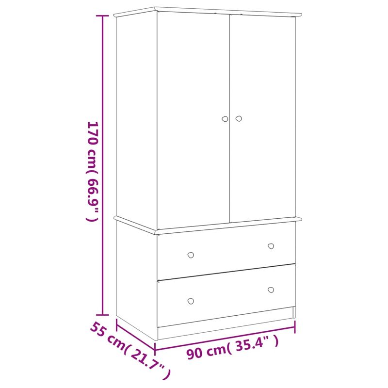 Casa si Gradina - Mobilier - Dulapuri si sifoniere - Dulapuri - Dulap „ALTA”, 90x55x170 cm, lemn masiv de pin - Infinity.ro