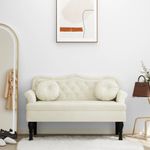 Casa si Gradina - Mobilier - Canapele si coltare - Banchete - Bancheta cu perne, crem, 120,5x65x75 cm, catifea - Infinity.ro