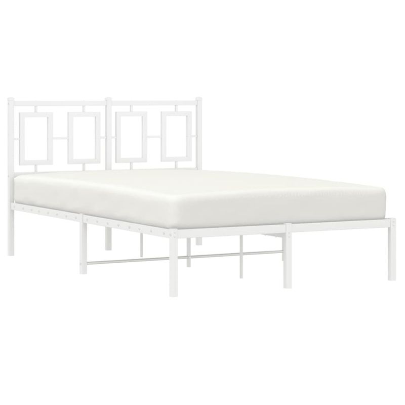 Casa si Gradina - Mobilier - Paturi si accesorii - Paturi - Cadru de pat metalic cu tablie, alb, 120x200 cm - Infinity.ro
