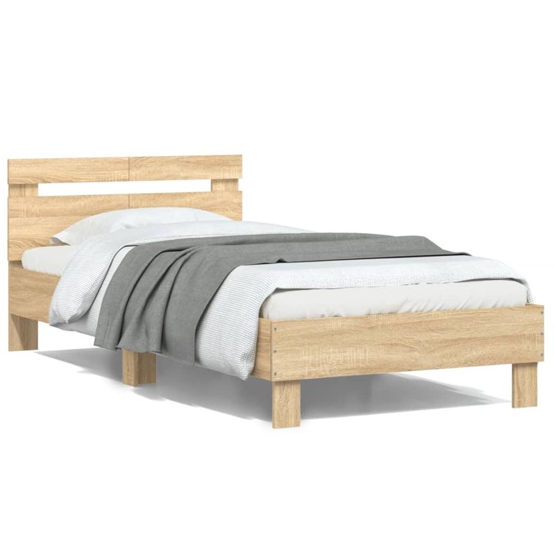 Casa si Gradina - Mobilier - Paturi si accesorii - Paturi - Cadru de pat cu tablie stejar sonoma 100x200 cm lemn prelucrat - Infinity.ro