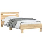 Casa si Gradina - Mobilier - Paturi si accesorii - Paturi - Cadru de pat cu tablie stejar sonoma 100x200 cm lemn prelucrat - Infinity.ro