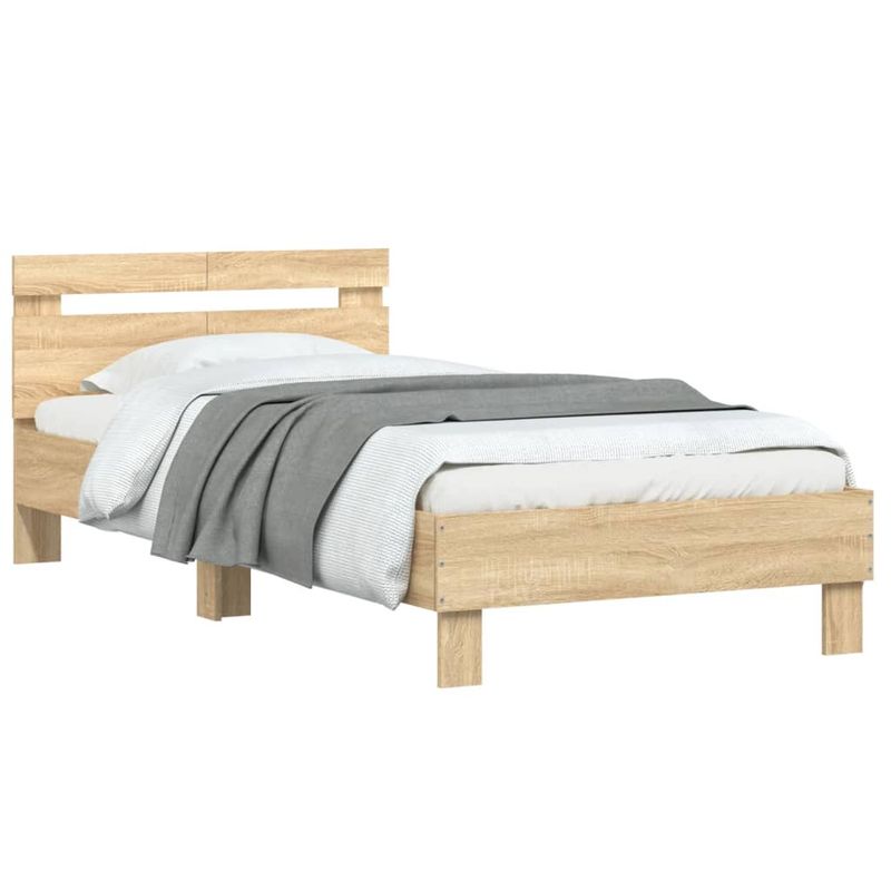 Casa si Gradina - Mobilier - Paturi si accesorii - Paturi - Cadru de pat cu tablie stejar sonoma 100x200 cm lemn prelucrat - Infinity.ro