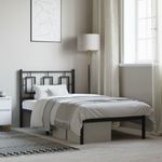 Casa si Gradina - Mobilier - Paturi si accesorii - Paturi - Cadru pat metalic cu tablie, negru, 90x200 cm - Infinity.ro