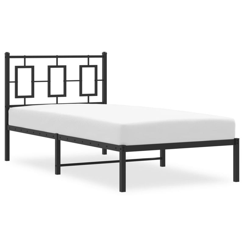 Casa si Gradina - Mobilier - Paturi si accesorii - Paturi - Cadru pat metalic cu tablie, negru, 90x200 cm - Infinity.ro