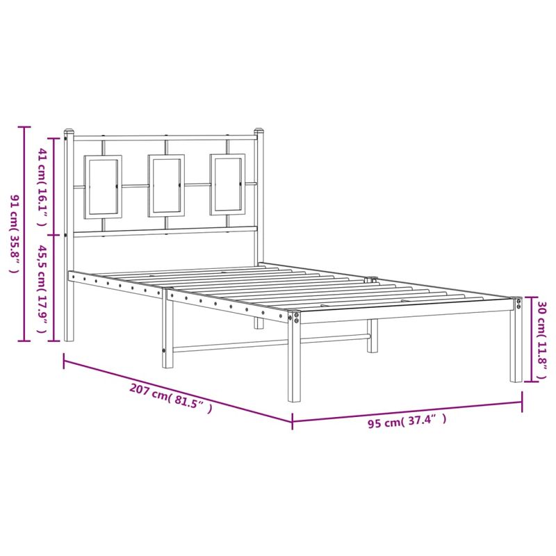 Casa si Gradina - Mobilier - Paturi si accesorii - Paturi - Cadru pat metalic cu tablie, negru, 90x200 cm - Infinity.ro