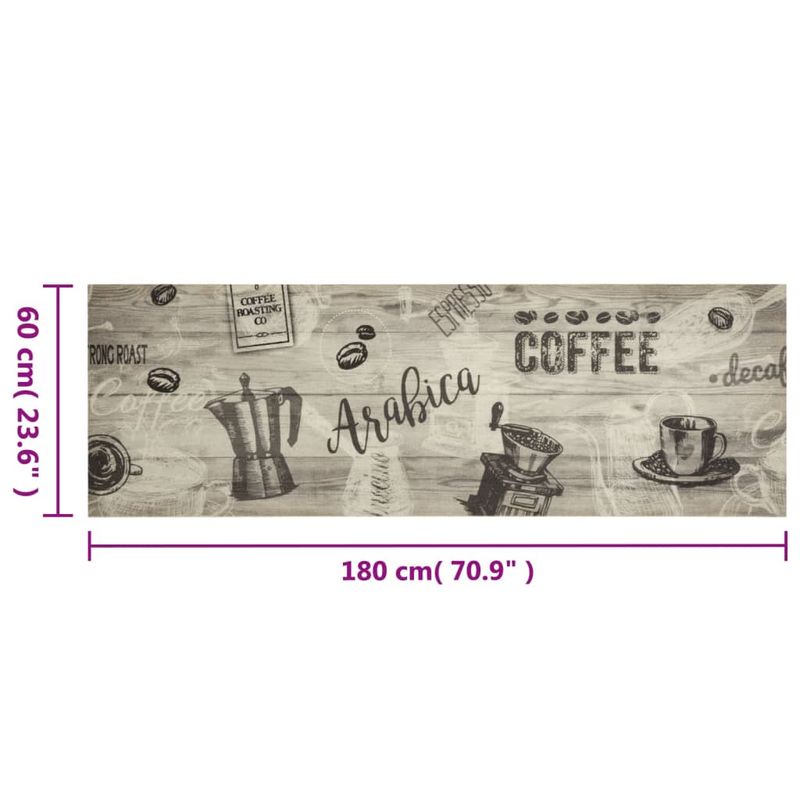 Casa si Gradina - Textile si covoare - Covoare - Covoare casa - Covor de bucatarie lavabil Coffee, gri, 60x180 cm, catifea - Infinity.ro