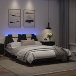 Casa si Gradina - Mobilier - Paturi si accesorii - Paturi - Cadru de pat cu LED, negru si alb, 120x200 cm, piele ecologica - Infinity.ro