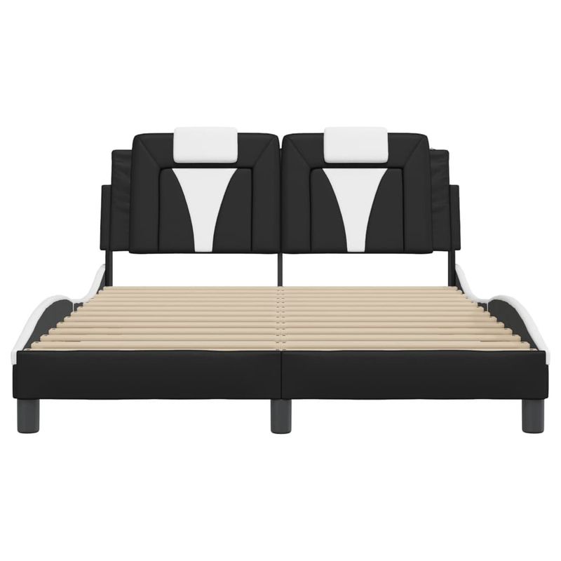 Casa si Gradina - Mobilier - Paturi si accesorii - Paturi - Cadru de pat cu LED, negru si alb, 120x200 cm, piele ecologica - Infinity.ro