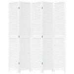 Casa si Gradina - Decoratiuni - Pereti despartitori si paravane - Paravan camera 5 panouri, alb, lemn masiv paulownia - Infinity.ro