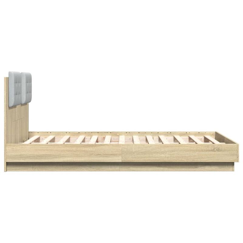 Casa si Gradina - Mobilier - Paturi si accesorii - Paturi - Cadru de pat cu tablie si lumini LED, stejar sonoma, 120x190 cm - Infinity.ro