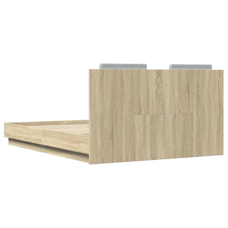 Casa si Gradina - Mobilier - Paturi si accesorii - Paturi - Cadru de pat cu tablie si lumini LED, stejar sonoma, 120x190 cm - Infinity.ro