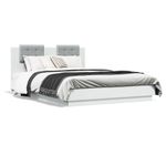 Casa si Gradina - Mobilier - Paturi si accesorii - Paturi - Cadru de pat cu tablie, alb, 150x200 cm, lemn prelucrat - Infinity.ro