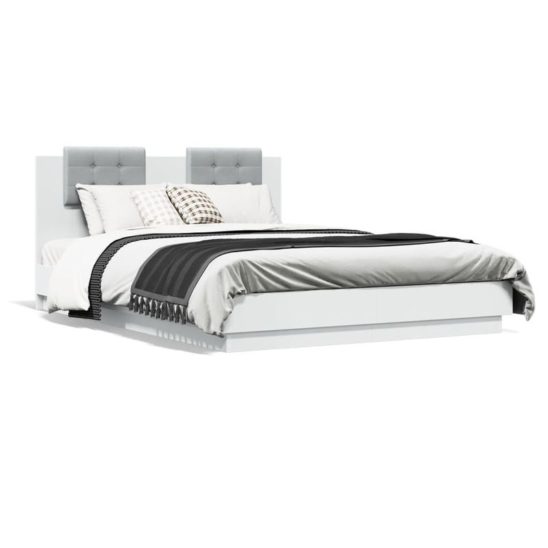 Casa si Gradina - Mobilier - Paturi si accesorii - Paturi - Cadru de pat cu tablie, alb, 150x200 cm, lemn prelucrat - Infinity.ro