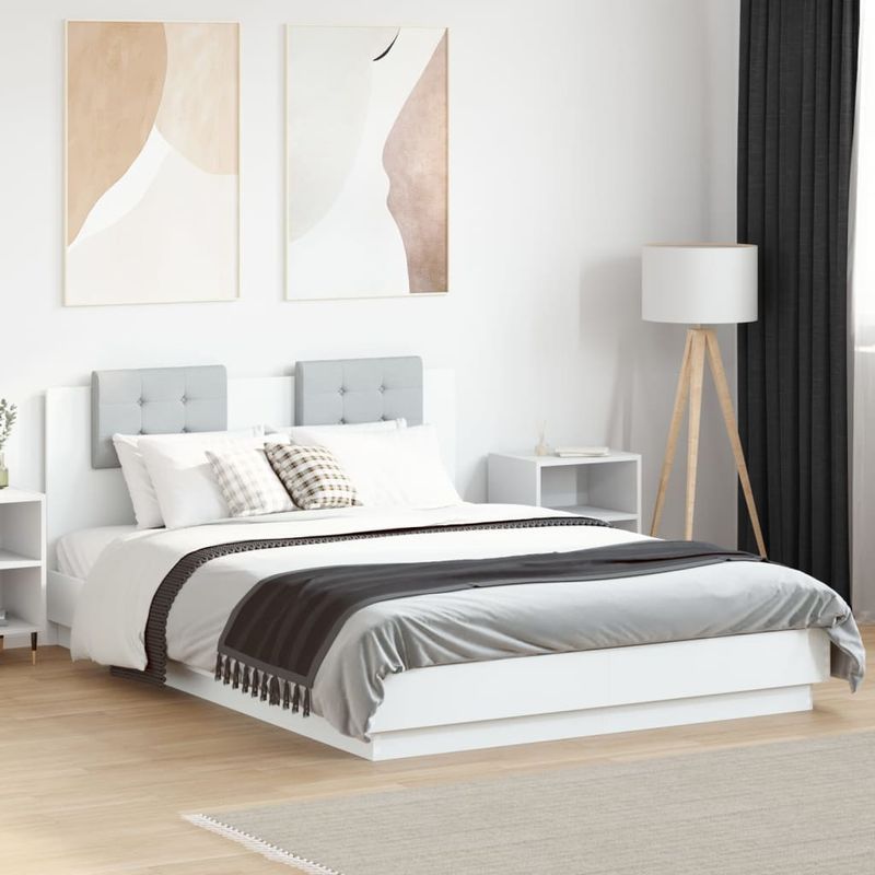 Casa si Gradina - Mobilier - Paturi si accesorii - Paturi - Cadru de pat cu tablie, alb, 150x200 cm, lemn prelucrat - Infinity.ro