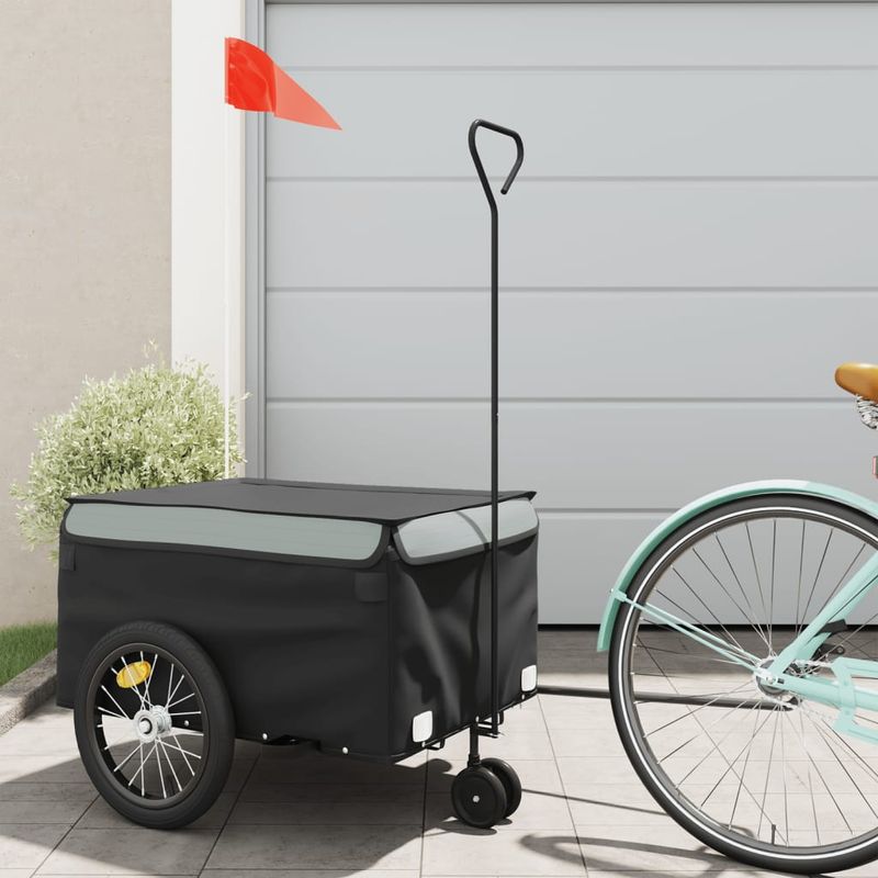 Sport si Outdoor - Ciclism - Accesorii pentru biciclete - Remorci biciclete - Remorca pentru biciclete, negru și gri, 45 kg, fier, mărime 62.5x124x52 cm - Infinity.ro