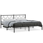 Casa si Gradina - Mobilier - Paturi si accesorii - Paturi - Cadru de pat metalic cu tablie, negru, 200x200 cm - Infinity.ro