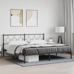 Casa si Gradina - Mobilier - Paturi si accesorii - Paturi - Cadru de pat metalic cu tablie, negru, 200x200 cm - Infinity.ro